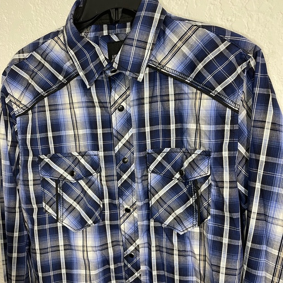 Various Artists Western Mens Plaid Long Sleeve Button Down Shirt - Picture 3 of 5